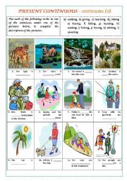 English Worksheet: PRESENT CONTINUOUS - OUTDOORS 2 (with key)