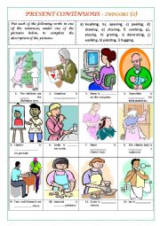 English Worksheet: PRESENT CONTINUOUS - INDOORS 2 (with key)