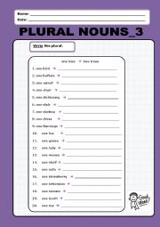 English Worksheet: Plural Nouns_3