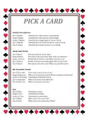 English Worksheet: Pick a card