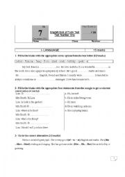 English Worksheet: end of term test n1 for 7th 