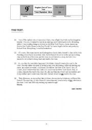 English Worksheet: end of term test n1 9th