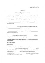 English Worksheet: Cutting Edge Upper Intermediate (Modules 1-10) Revision Exercise