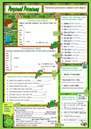 English Worksheet: Personal Pronouns (subject / object)