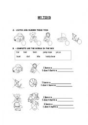 English Worksheet: My toys