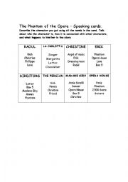 English Worksheet: Phantom of the Opera - speaking cards