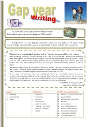 English Worksheet: Gap Year WRITING