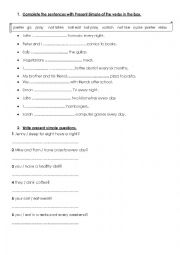 English Worksheet: Present simple Afirmative and Interrogative