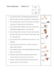 English Worksheet: parts of the body