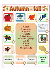 English Worksheet: Fall