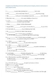 English Worksheet: Mixed Tense activity + error correction