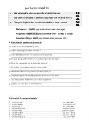 English Worksheet: USED TO