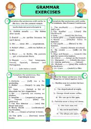 English Worksheet: GRAMMAR EXERCISES