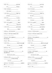 English Worksheet: Hours