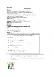 English Worksheet: happy birthday- third hour- lesson plan