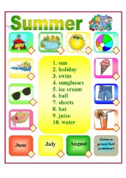 English Worksheet: Summer