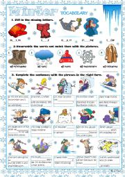 English Worksheet: Winter vocabulary exercises