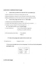 English Worksheet: test 2 nd form