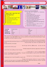 English Worksheet: (Work Placement) Read the work experience report and do the exercises 2/8