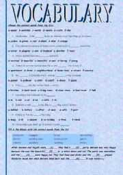 Vocabulary multiple choice exercises
