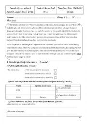 English Worksheet: end term test 1 8th form