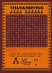 Thanksgiving word search