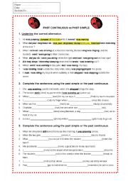 English Worksheet: past simple vs past continuous