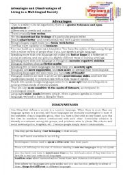 English Worksheet: Advantages and Disadvantages of Multilingualism