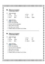 English Worksheet: Contractions worksheet