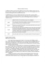 English Worksheet: Writing an Analytical Summary