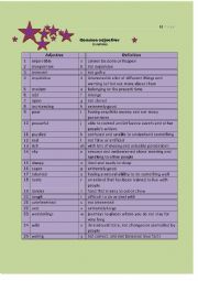 English Worksheet: Common adjectives 4 (impossible to wrong)