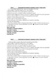 English Worksheet: UNIT 4 , sustainable development