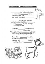 English Worksheet: Rudolph the red nosed reindeer