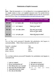 English Worksheet: Pronunciation palatalization: why treasure is pronounce with /ʒ/  