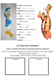 English Worksheet: colours and numbers