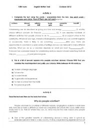 English Worksheet: Volunteering work