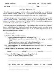 English Worksheet: reading comprehension