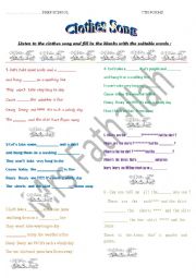 English Worksheet: Clothes   Song 