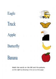 English Worksheet: Matching words and pictures