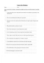 English Worksheet: Correct the Mistakes