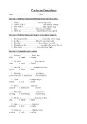 English Worksheet: Practice on Comparisons