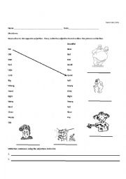 English Worksheet: Antonym Matching Lesson