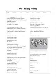 English Worksheet: U2 - Bloody sunday - Gap filling