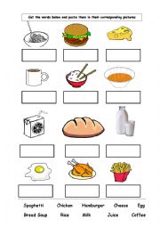 English Worksheet: Food Worksheet