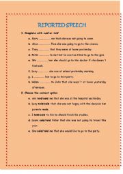 English Worksheet: Reported Speech