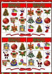 English Worksheet: XMAS - 8 BINGO CARDS - GROUP WORK