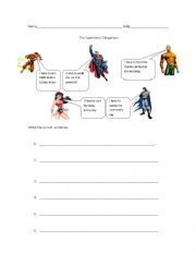English Worksheet: Super hero obligations