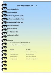 English Worksheet: Would you like to ...?