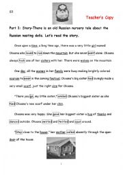 English Worksheet: An old Russian nursery tale about the Russian nesting dolls