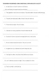 English Worksheet: Conditional 2 Transformation